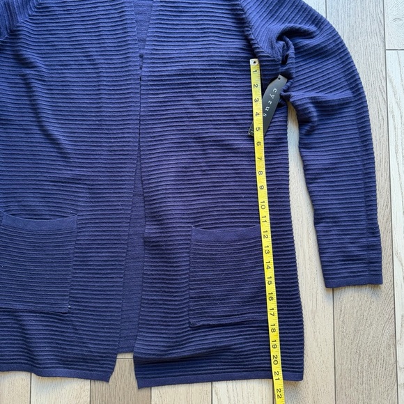 Cyrus Deep Blue Ribbed Cardigan - Picture 5 of 6
